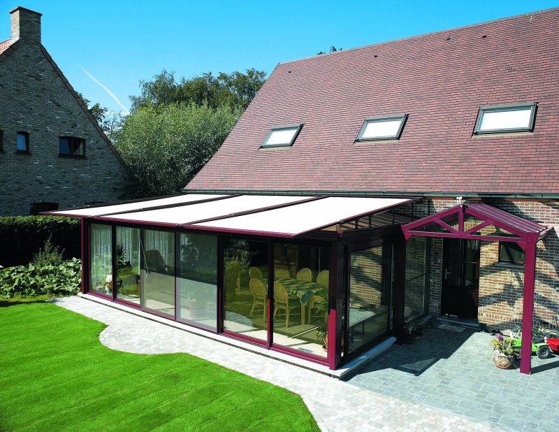 The roof of the veranda attached to the house