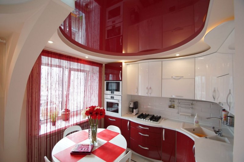 Stretch ceiling in the kitchen