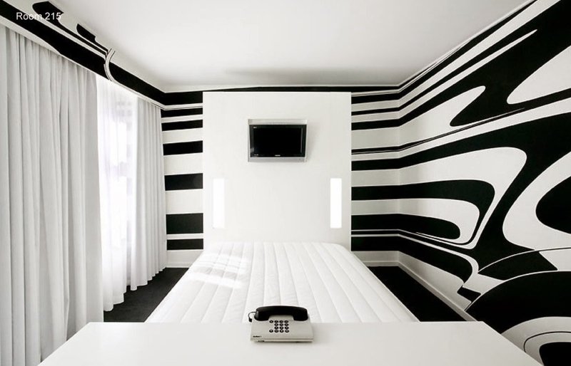 Interior in black white colors