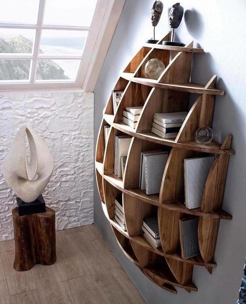 Unusual wooden shelves