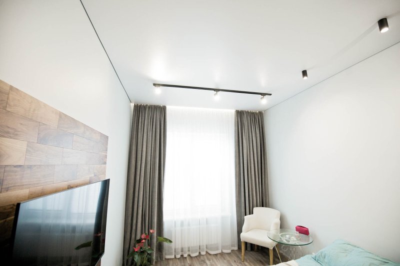 Stretch ceilings with track lighting