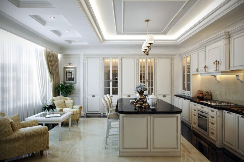 Kitchen living room in classic style