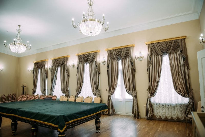 Curtains in the billiard room