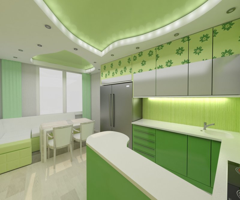 Kitchen in green tones