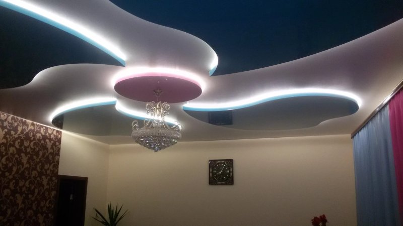 Stretch ceiling into the backlight room