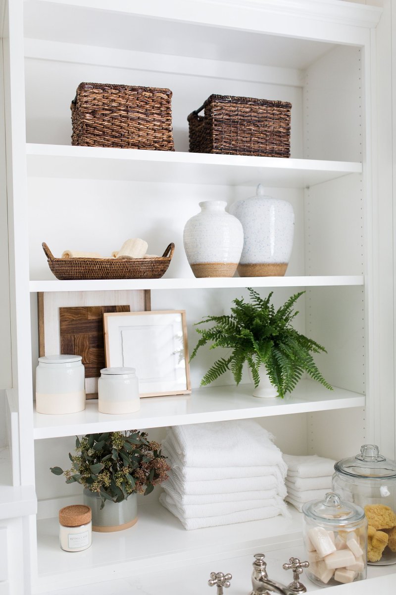 Shelves over the bathroom design