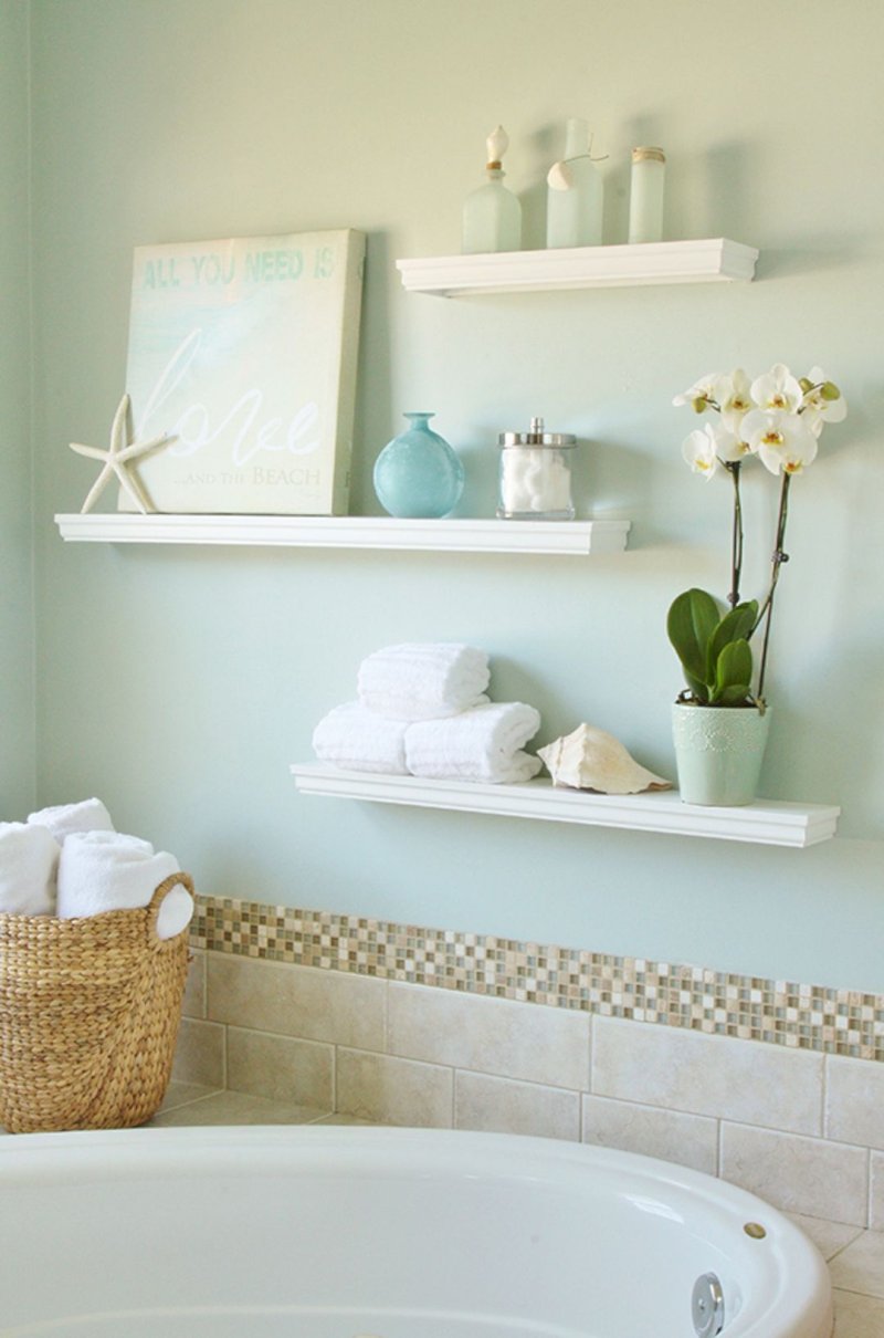 Shelves in the bathroom design