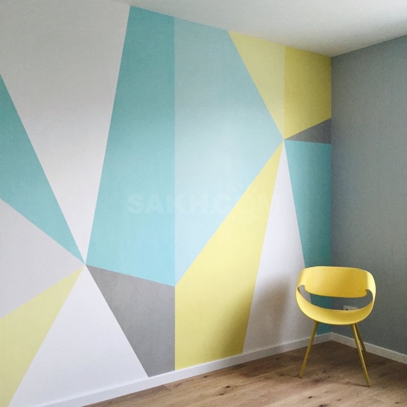 Wall painting with geometric shapes