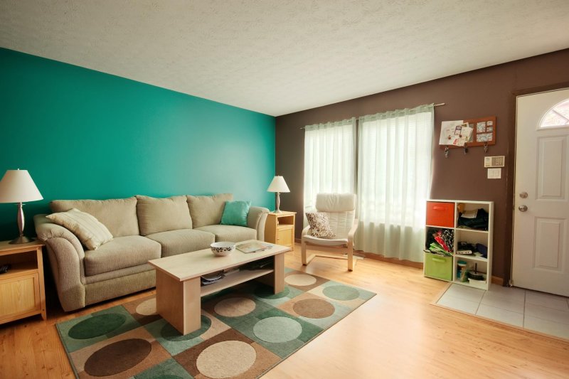 Turquoise interior of the living room