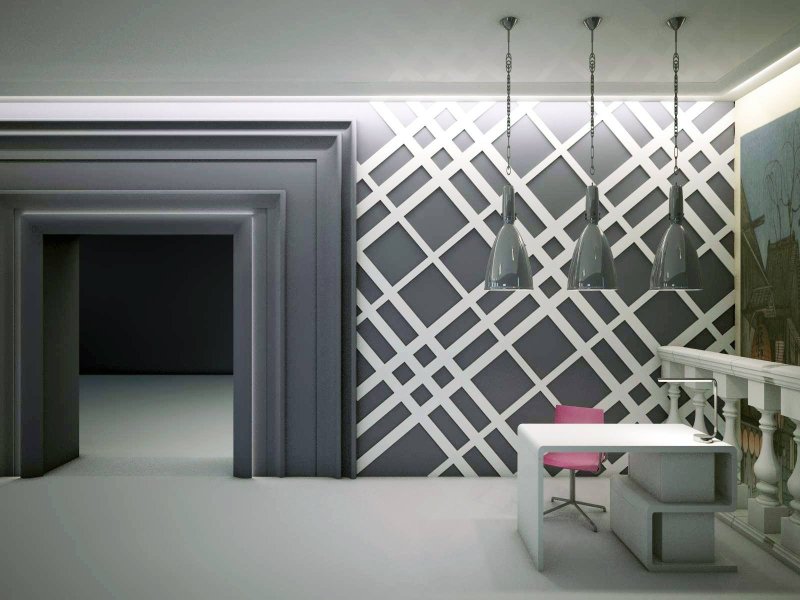 Geometric lines on the wall in the interior