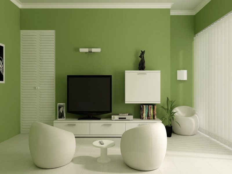 Interior in olive color