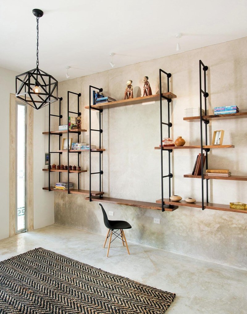 Loft -style pipe shelves