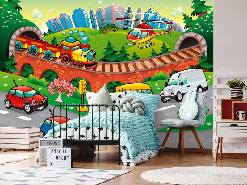 Wallpaper with cars for a boy