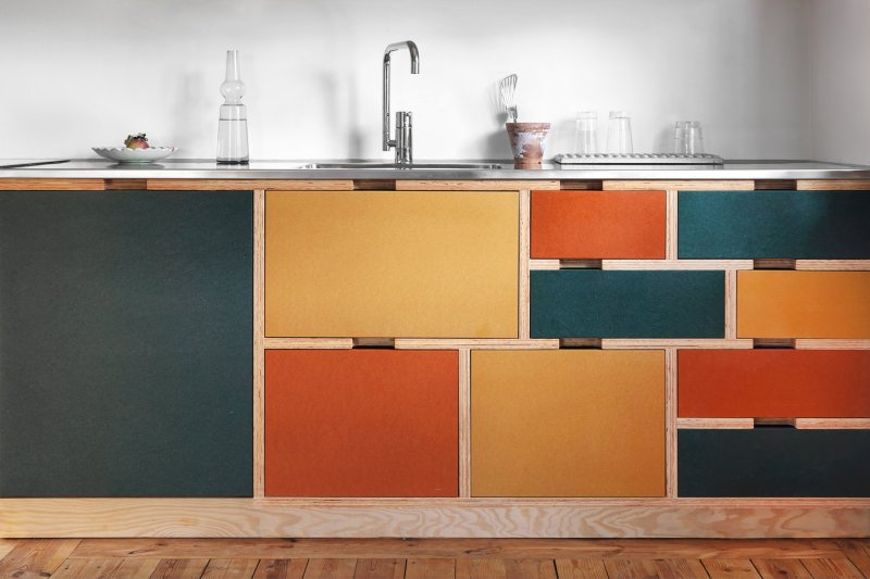 Kitchen with multi -colored facades