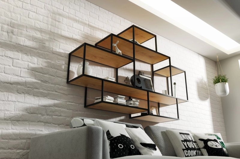 Wall -mounted shelves in the style of loft