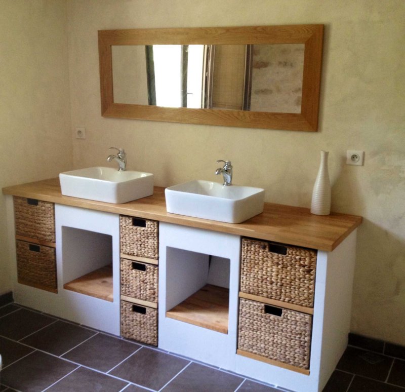 Shelf in the bathroom under the sink