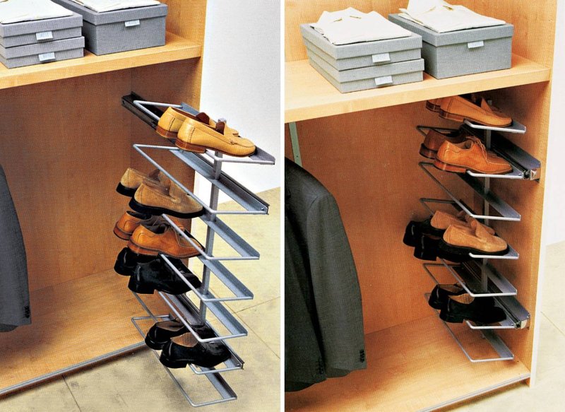 Inclined shelf for shoes