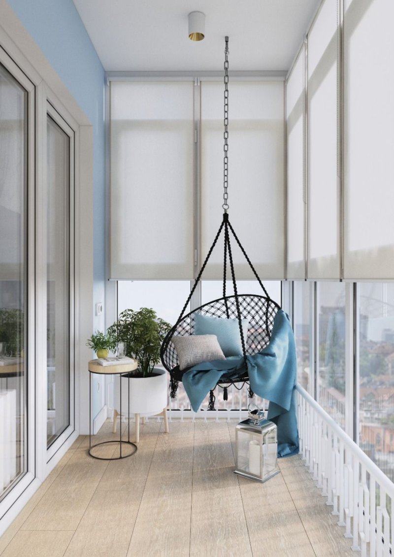 Suspended chair on the balcony