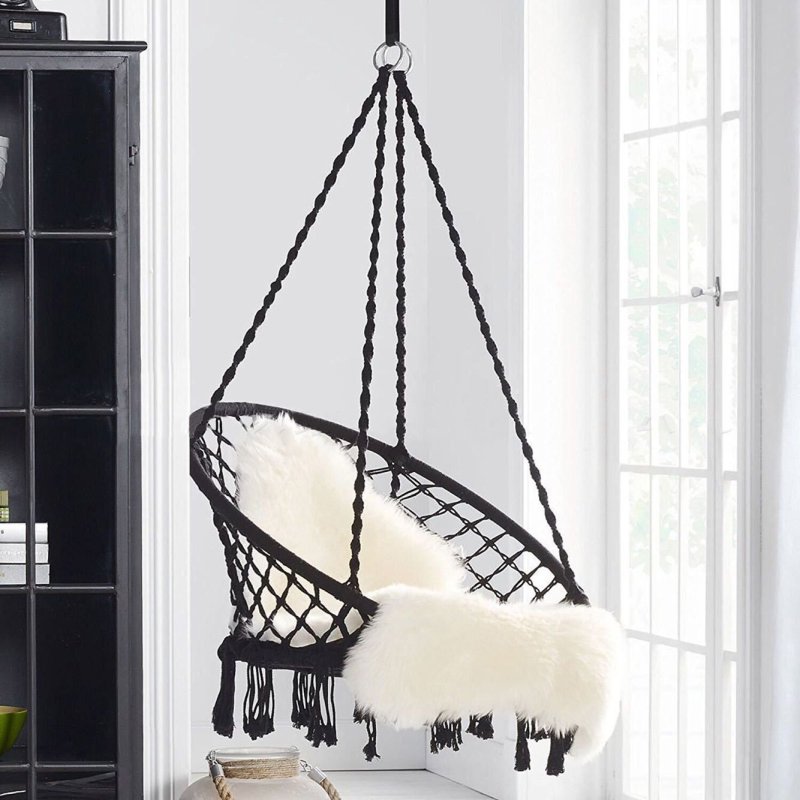 The suspended chair was swinging