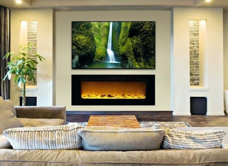 Modern living room with fireplace