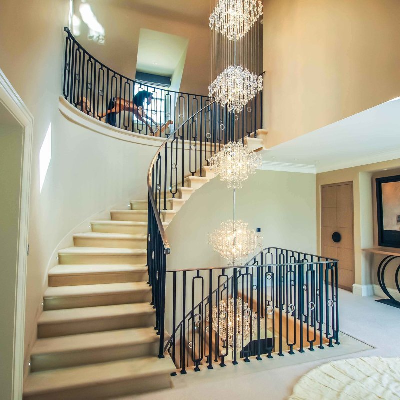 Chandelier above the stairs