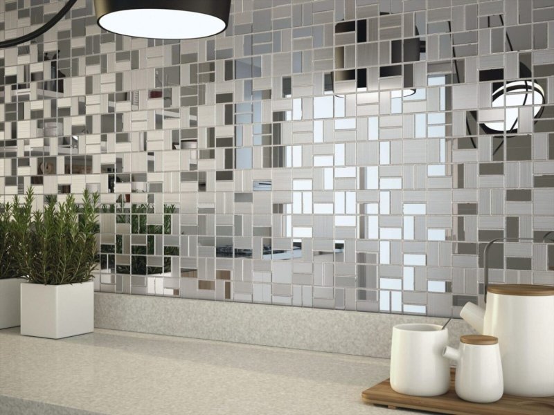 Mirror mosaic on the wall