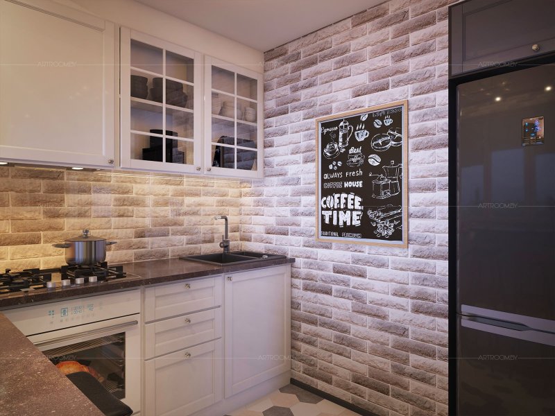 Decorative brick in the kitchen