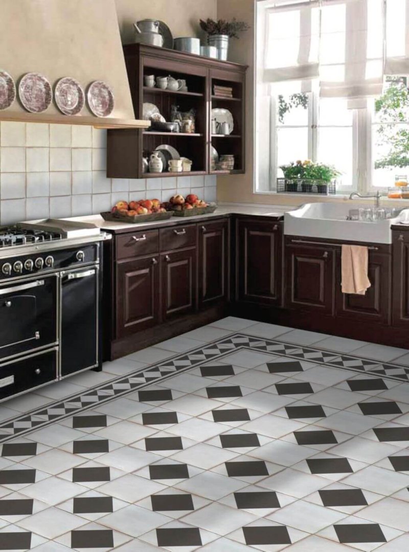 Kitchen tiles on the floor