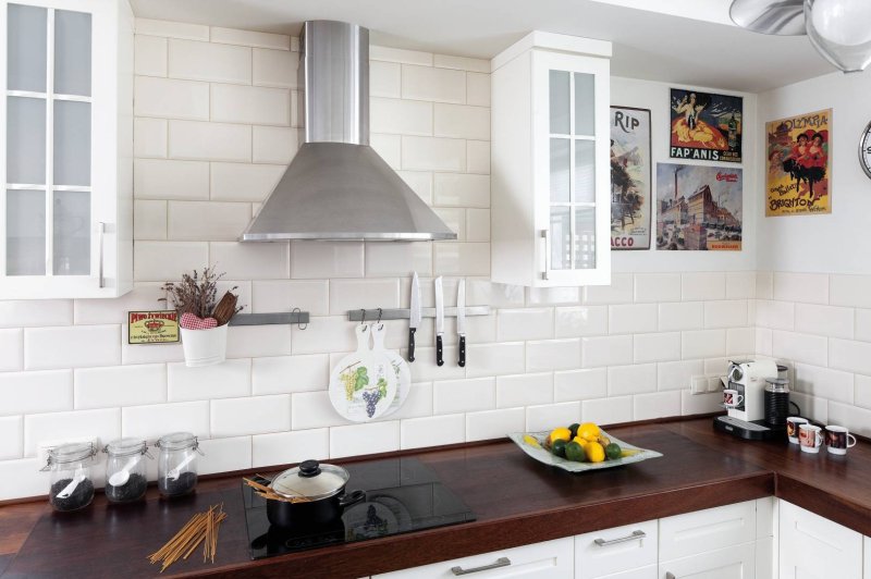 White brick in the kitchen