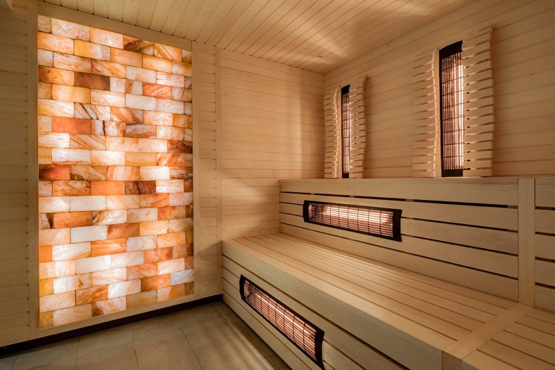 . Steel in a steam room from Himalayan salt