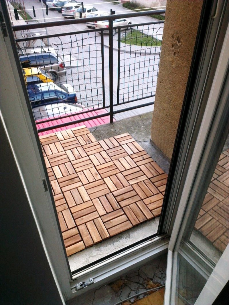 Tile on the balcony on the floor