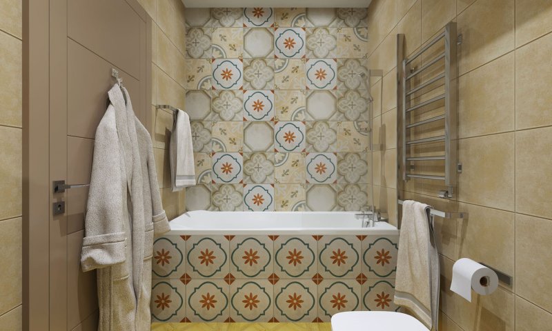 Patchwork tile in the bathroom