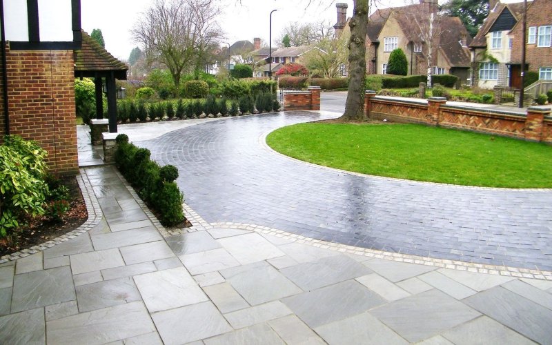 Tile paving of garden paths