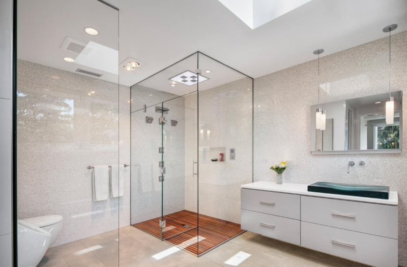 Bathroom interior with shower