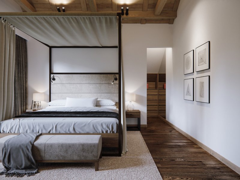 Contemporary style in the interior of the bedroom