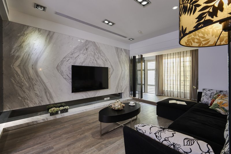 Flexible marble in the interior of the living room