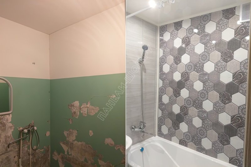 Wall decoration in the bathroom with plastic panels