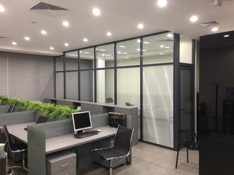 Glass office partitions