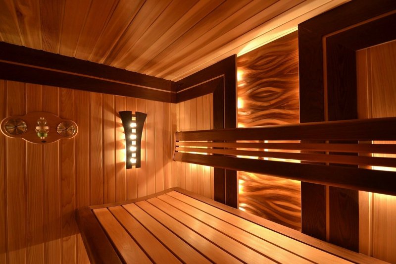 The interior of the steam room