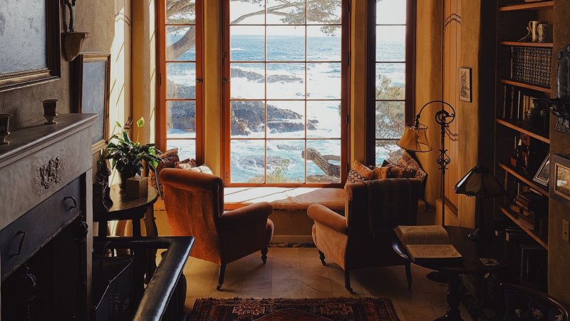 Wooden windows in the interior