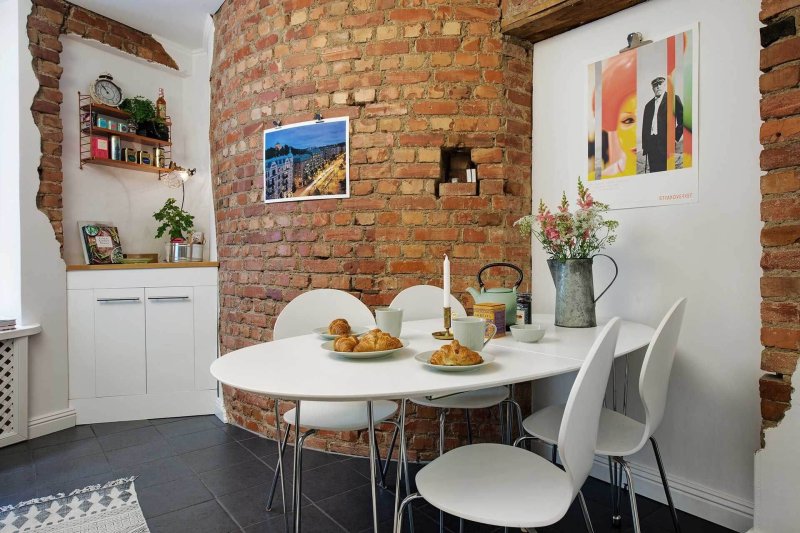 Brick wall in the kitchen