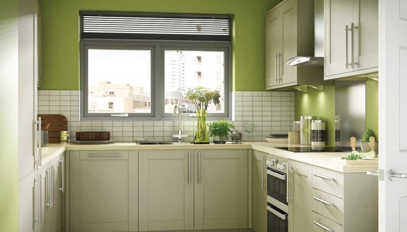 Olive color in the interior of the kitchen