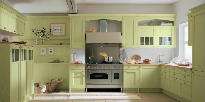 Pistachio kitchen in the interior