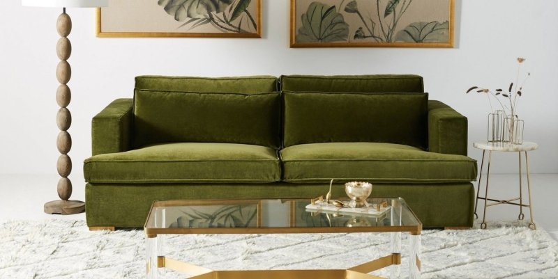 Olive -colored sofa