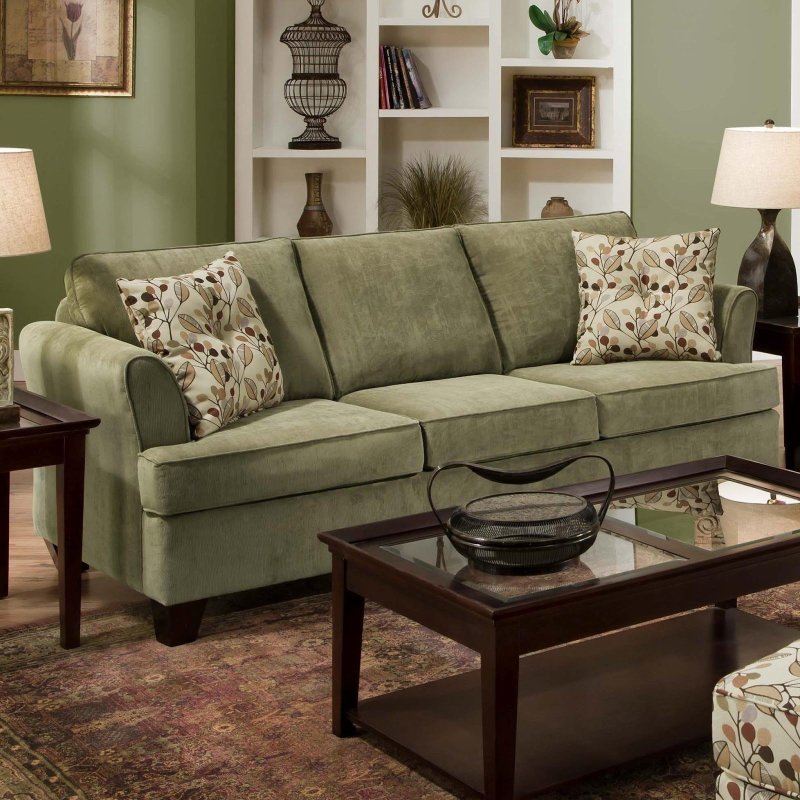 Olive -colored sofa