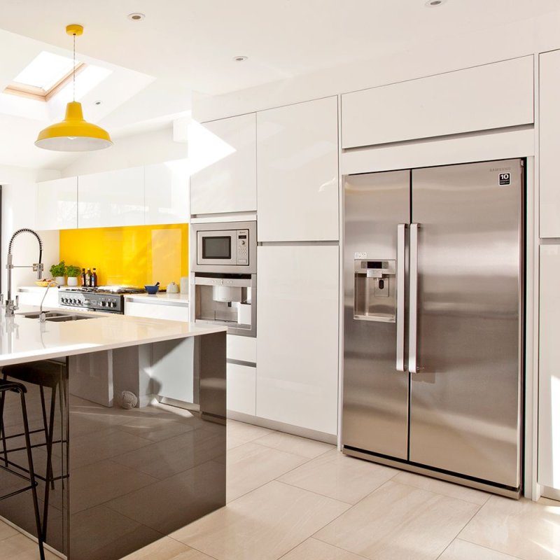 Refrigerator in the interior of the kitchen