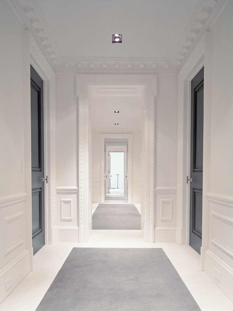 White doors in the interior of neoclassic