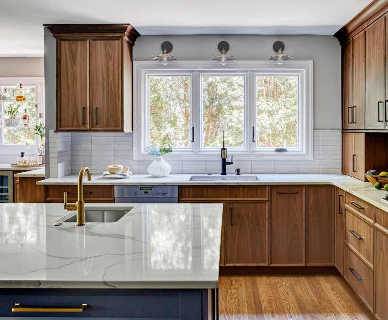 Window above the countertop in the kitchen