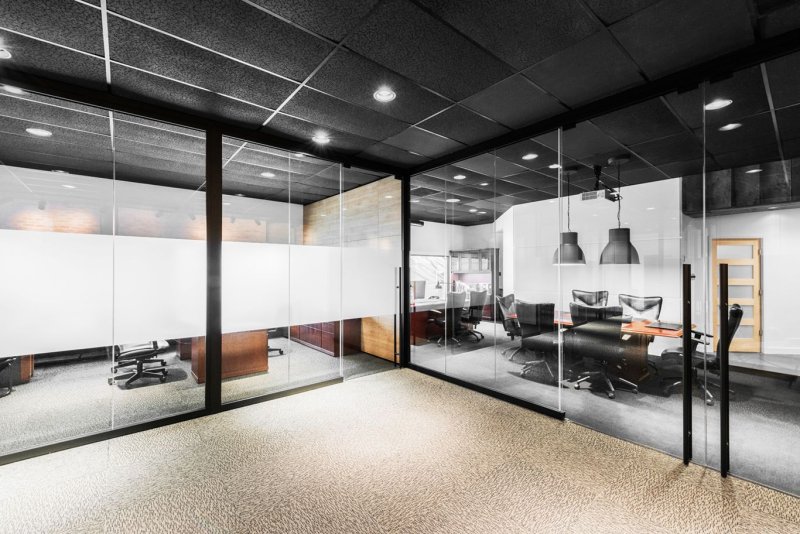 Office with glass partitions