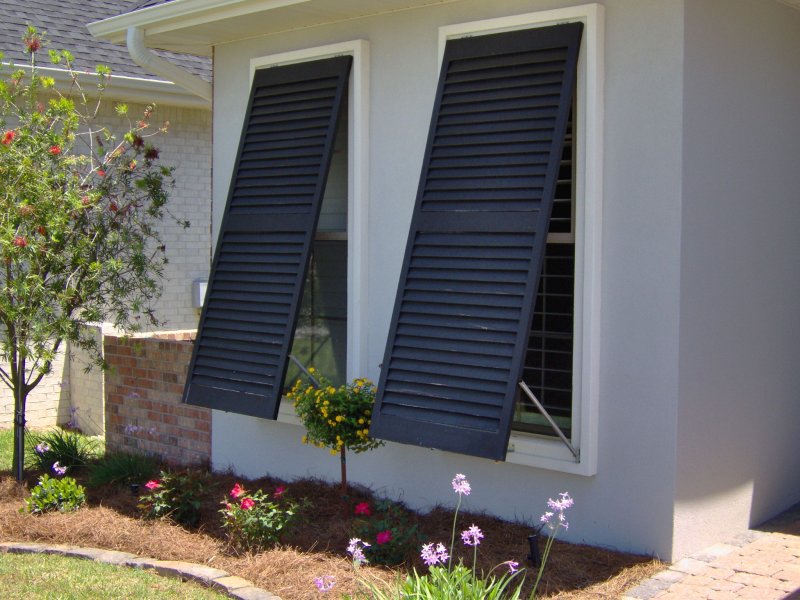 Street blinds on the windows from the sun